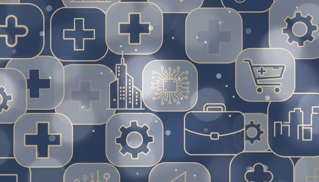 Abstract industry icons representing various sectors